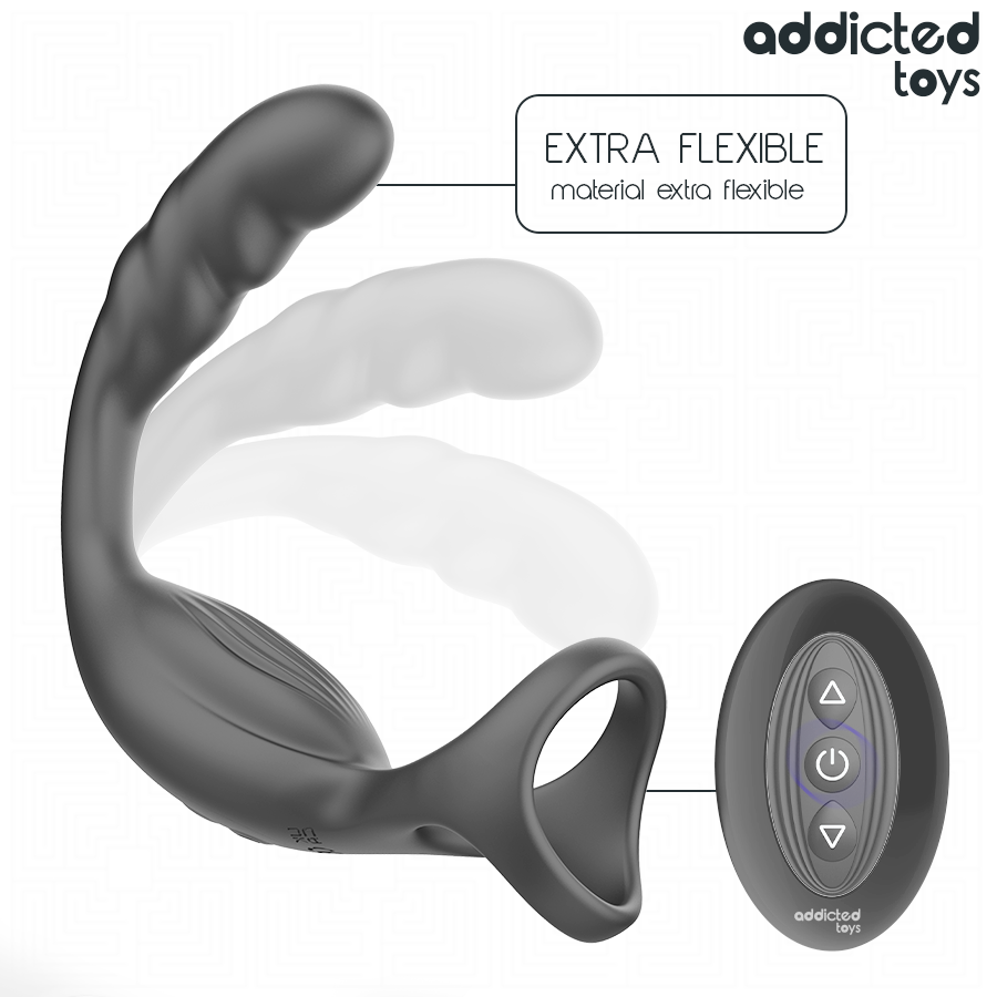 ADDICTED TOYS - ANILLO PARA EL PENE CON ESTIMULADOR PROSTÁTICO DUAL Y CONTROL REMOTO