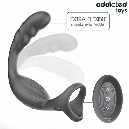 ADDICTED TOYS - ANILLO PARA EL PENE CON ESTIMULADOR PROSTÁTICO DUAL Y CONTROL REMOTO