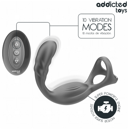 ADDICTED TOYS - ANILLO PARA EL PENE CON ESTIMULADOR PROSTÁTICO DUAL Y CONTROL REMOTO