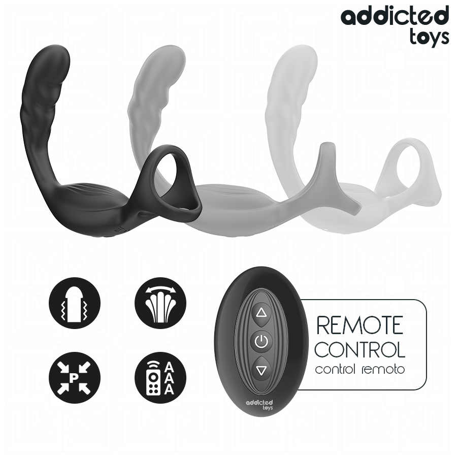 ADDICTED TOYS - ANILLO PARA EL PENE CON ESTIMULADOR PROSTÁTICO DUAL Y CONTROL REMOTO