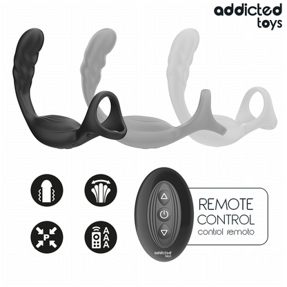 ADDICTED TOYS - ANILLO PARA EL PENE CON ESTIMULADOR PROSTÁTICO DUAL Y CONTROL REMOTO