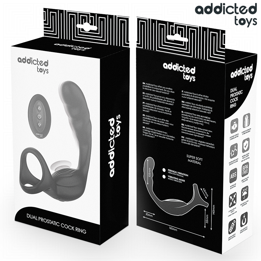 ADDICTED TOYS - ANILLO PARA EL PENE CON ESTIMULADOR PROSTÁTICO DUAL Y CONTROL REMOTO