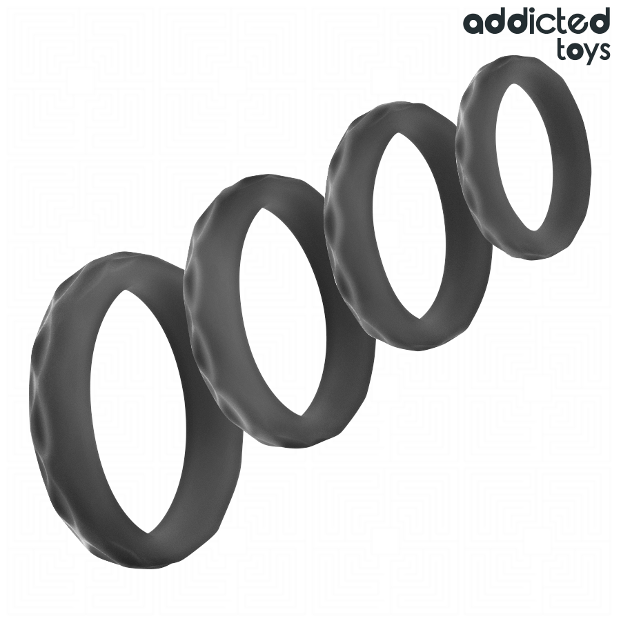 ADDICTED TOYS - JUEGO DE ANILLOS PARA EL PENE TEXTURIZADOS DE 4 TAMAÑOS