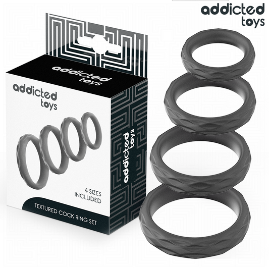 ADDICTED TOYS - COCK RING TEXTURÉS LOT DE 4 TAILLES