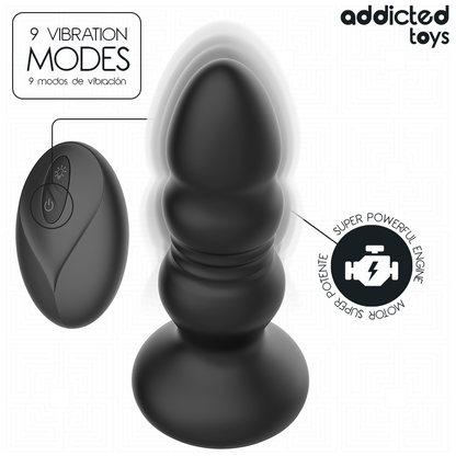 ADDICTED TOYS - PLUG ANAL VIBRANT POUSSANT, TÉLÉCOMMANDE LUMIÈRE LED