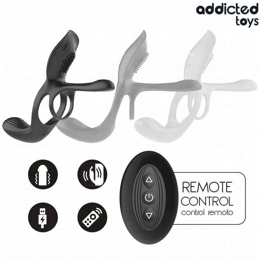ADDICTED TOYS - DOUBLE PENIS RING WITH CLITORAL STIMULATOR