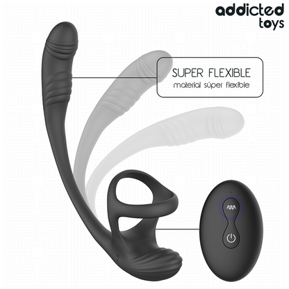 ADDICTED TOYS - TAPÓN ANAL CON VIBRACIÓN, MOVIMIENTO ONDULANTE DE 360º Y ESTIMULADOR DE TESTÍCULOS