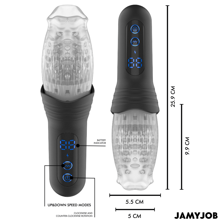 JAMYJOB - MASTURBADOR BLOW-R CON MOVIMIENTO DE VAIVÉN Y ROTACIÓN