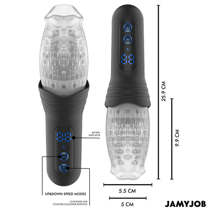 JAMYJOB - MASTURBADOR BLOW-R CON MOVIMIENTO DE VAIVÉN Y ROTACIÓN