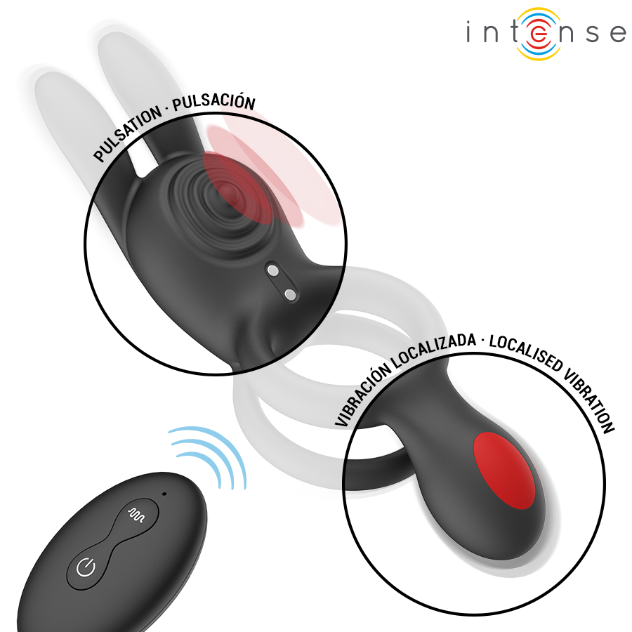 INTENSE - ANILLO VIBRADOR DOBLE CON CONTROL REMOTO QUINN