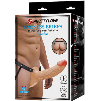 PRETTY LOVE - ARNÉS UNIVERSAL CON DILDO HUECO DE SILICONA DE 16.8 CM COLOR CARNE LANDON HARNESS BRIEFS