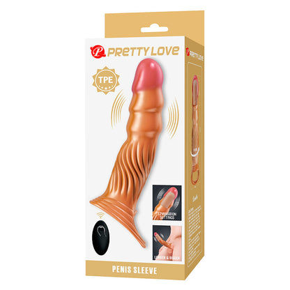 PRETTY LOVE - TEXTURED PENIS SLEEVE WITH VIBRATION AND REMOTE CONTROL