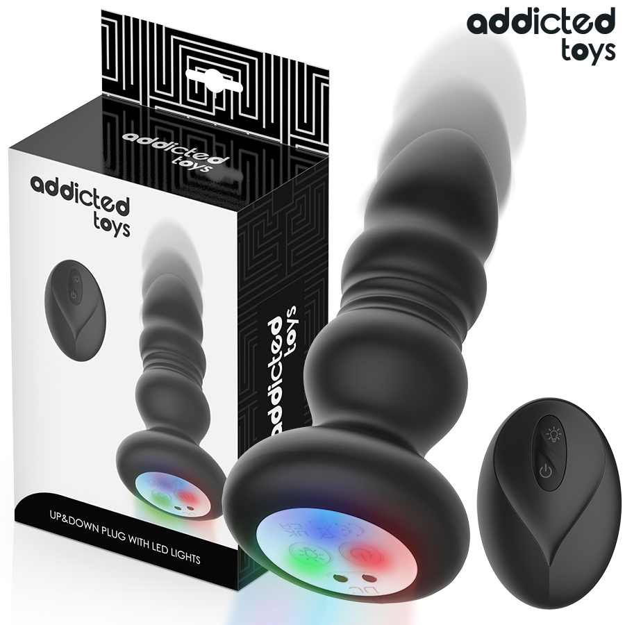 ADDICTED TOYS - PLUG ANAL VIBRANT POUSSANT, TÉLÉCOMMANDE LUMIÈRE LED