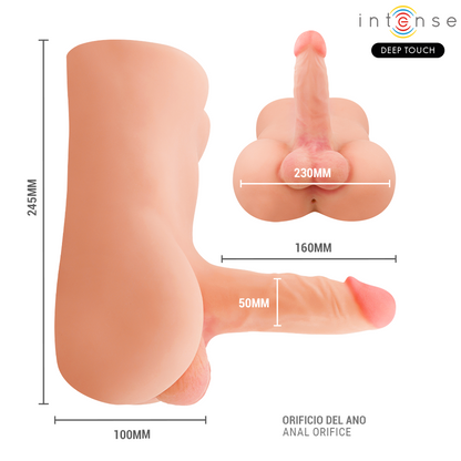 INTENSE DEEP TOUCH - DAMIEN TORSO WITH ANUS AND REALISTIC DILDO WITH PUSHING AND VIBRATION REMOTE CONTROL 3.5 KG