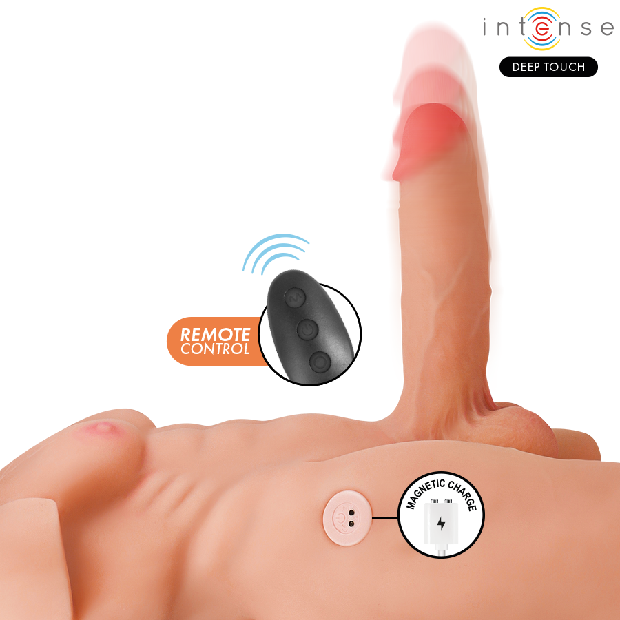 TOQUE PROFUNDO E INTENSO - TORSO DE MARTY CON ANO Y DILDO REALISTA CON EMPUJE Y VIBRACIÓN, CONTROL REMOTO, 6.2 KG