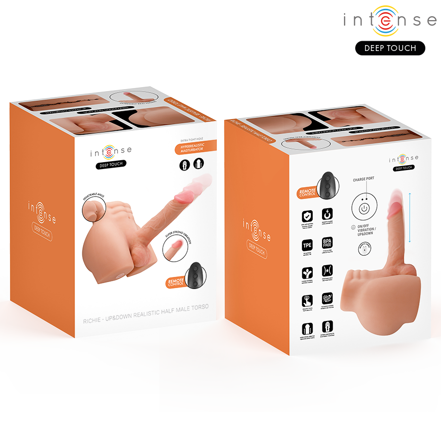 TOUCHER PROFOND INTENSE - TORSE RICHIE AVEC ANUS ET GODEMICHET RÉALISTE AVEC TÉLÉCOMMANDE À POUSSÉE ET VIBRATION 4.7 KG