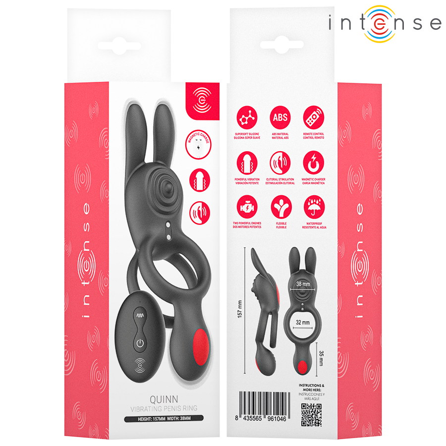 INTENSE - ANILLO VIBRADOR DOBLE CON CONTROL REMOTO QUINN