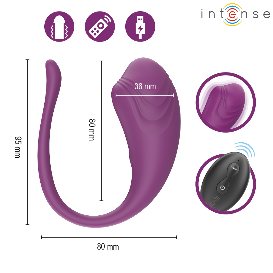 INTENSE - OLIVIA PURPLE VIBRATING EGG WITH REMOTE CONTROL