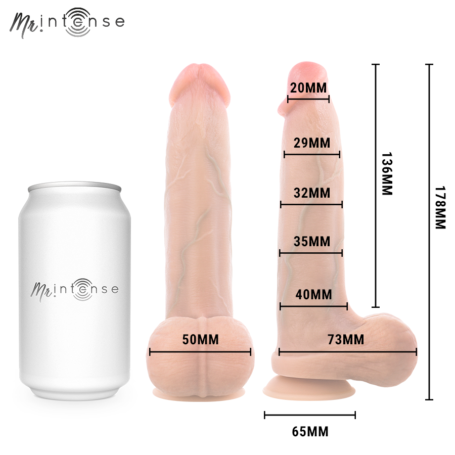 MR INTENSE - DILDO DE SILICONA BRUCE S CON TESTÍCULOS 17,8 CM - Ø 4 CM