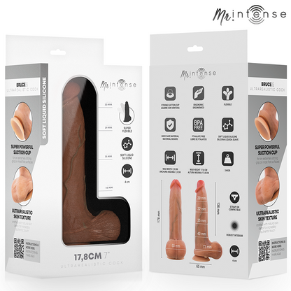 MR INTENSE - DILDO DE SILICONA BRUCE S CON TESTÍCULOS 17,8 CM - Ø 4 CM