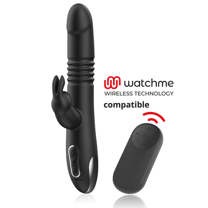 BLACK&SILVER - KENJI UP & DOWN RABBIT VIBRATOR + WATCHME REMOTE CONTROL