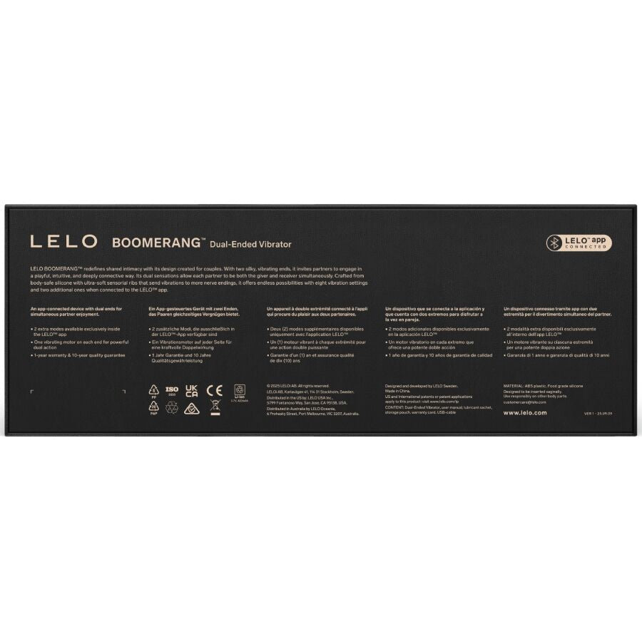 LELO - BOOMERANG DOUBLE ENDED VIBRATOR CORAL RED