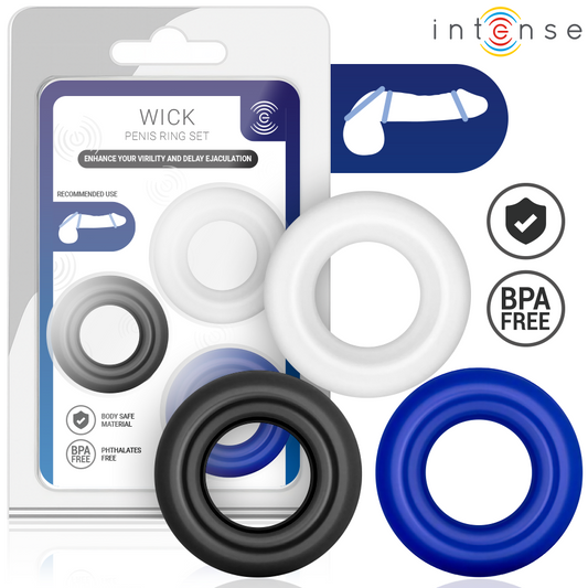 INTENSE - SET DE 3 ANILLOS PENEANOS WICK DE VARIOS COLORES