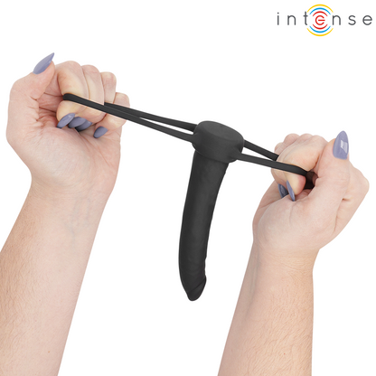INTENSE- LUCAS ANAL DILDO WITH COCK AND TESTICLE RING SILICONE