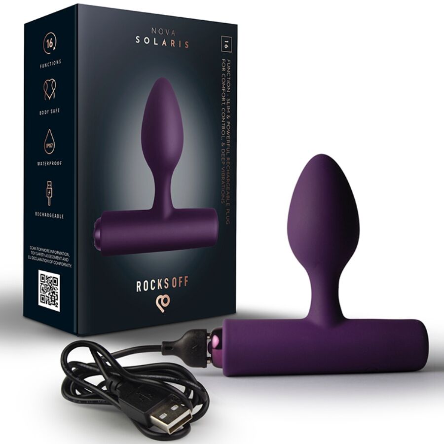 ROCKS-OFF - NOVA SOLARIS RECHARGEABLE SLIM & POWERFUL ANAL PLUG 16 FUNCTION