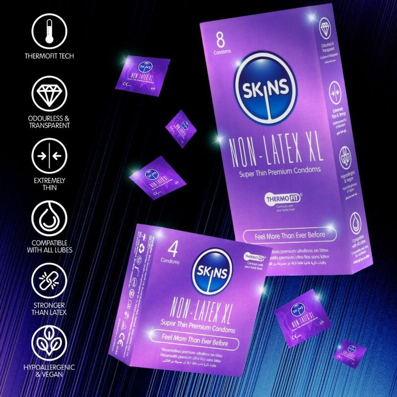 SKINS - CONDONES SIN LÁTEX XL PAQUETE DE 4