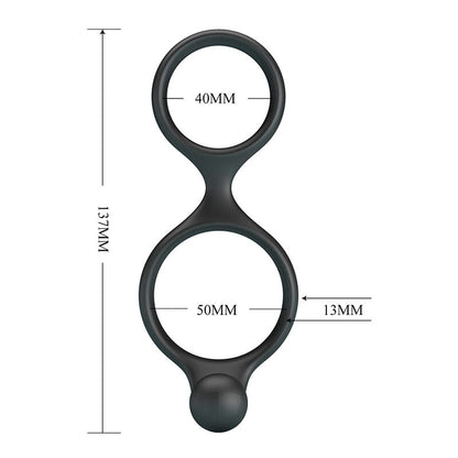 CRAZY BULL - FLORIAN DOUBLE COCK AND BALL RING BLACK