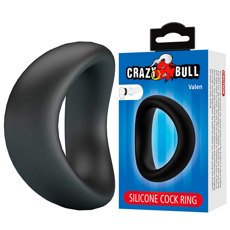 CRAZY BULL - ANILLO PARA PENE ERGONÓMICO DE SILICONA VALEN NEGRO
