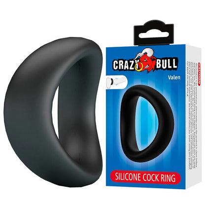 CRAZY BULL - ANILLO PARA PENE ERGONÓMICO DE SILICONA VALEN NEGRO