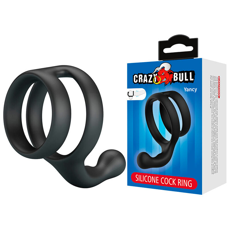 CRAZY BULL - ANILLO PARA PENE Y TESTÍCULOS DOBLE YANCY NEGRO