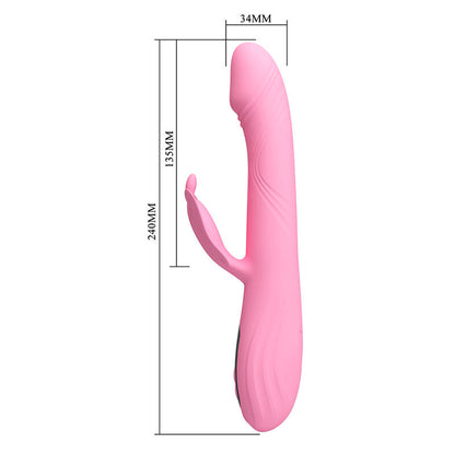 PRETTY LOVE - BELLA RABBIT VIBRATOR WITH BUTTERFLY STIMULATION AND LED PINK