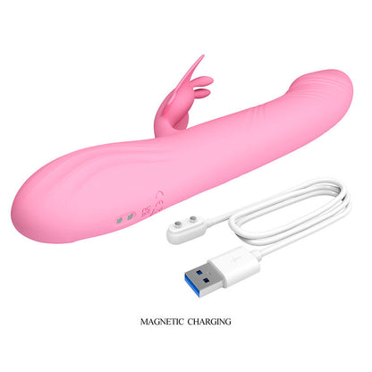 PRETTY LOVE - BELLA RABBIT VIBRATOR WITH BUTTERFLY STIMULATION AND LED PINK