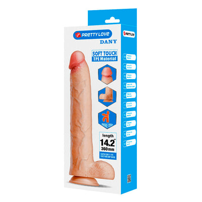 PRETTY LOVE - DANY FLEXIBLE REALISTIC DILDO WITH SUCTION CUP 36 CM -Ø- 5.6 CM