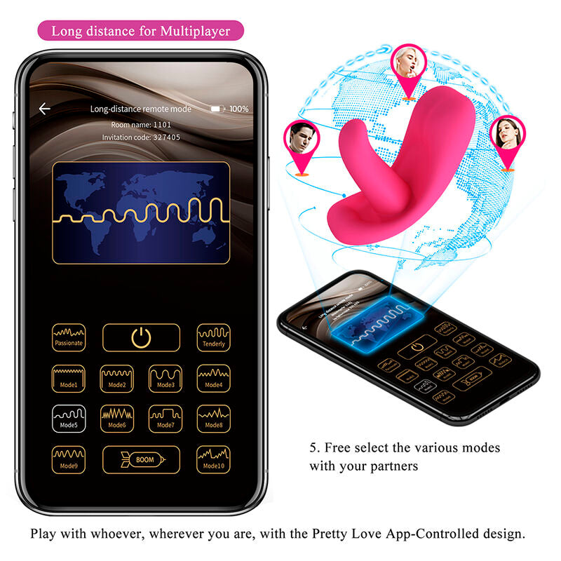 PRETTY LOVE - HAZELYNN 12 FUNCTION APP CONTROL MASSAGER PINK