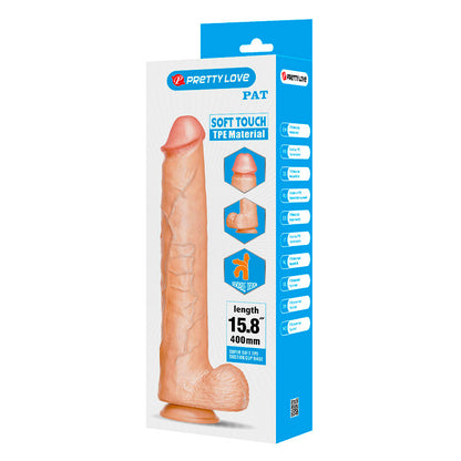 PRETTY LOVE - PAT FLEXIBLE REALISTIC DILDO WITH SUCTION CUP FLESH 40 CM -Ø- 6 CM