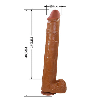 PRETTY LOVE - PAT REALISTIC FLEXIBLE DILDO WITH SUCTION CUP 40 CM -Ø- 6 CM BROWN