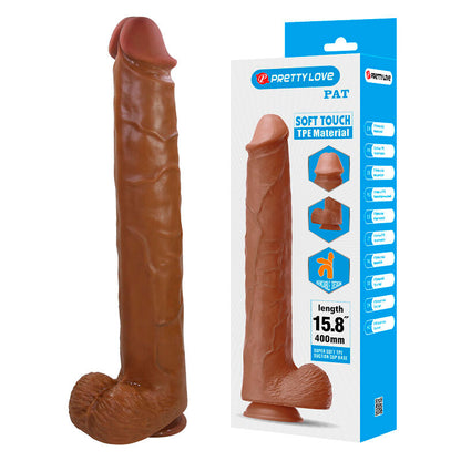 PRETTY LOVE - PAT REALISTIC FLEXIBLE DILDO WITH SUCTION CUP 40 CM -Ø- 6 CM BROWN