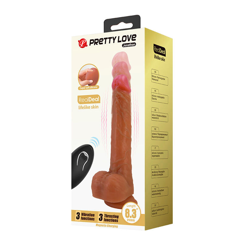 PRETTY LOVE - JONATHAN REALISTIC THRUSTING VIBRATOR WITH REMOTE CONTROL BROWN