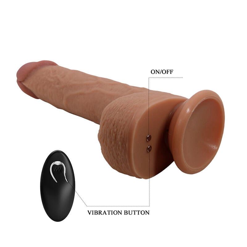 PRETTY LOVE - TOMMY REALISTIC THRUSTING VIBRATOR WITH REMOTE CONTROL DARK BROWN
