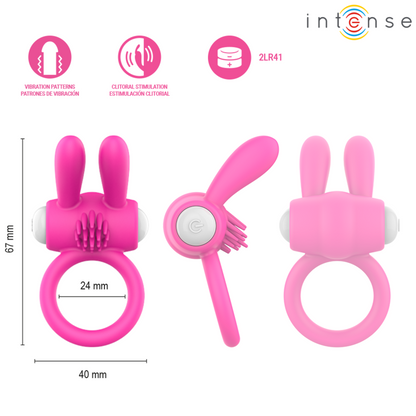 INTENSE - HOPPS VIBRATING PENIS RING WITH CLITORAL STIMULATION PINK
