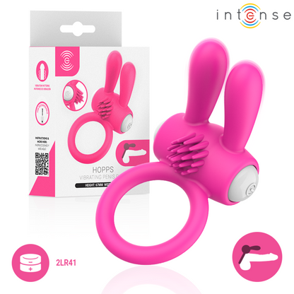 INTENSE - HOPPS VIBRATING PENIS RING WITH CLITORAL STIMULATION PINK