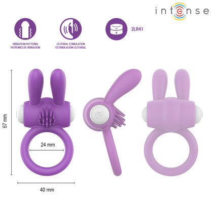 INTENSE - HOPPS VIBRATING PENIS RING WITH CLITORAL STIMULATION PURPLE