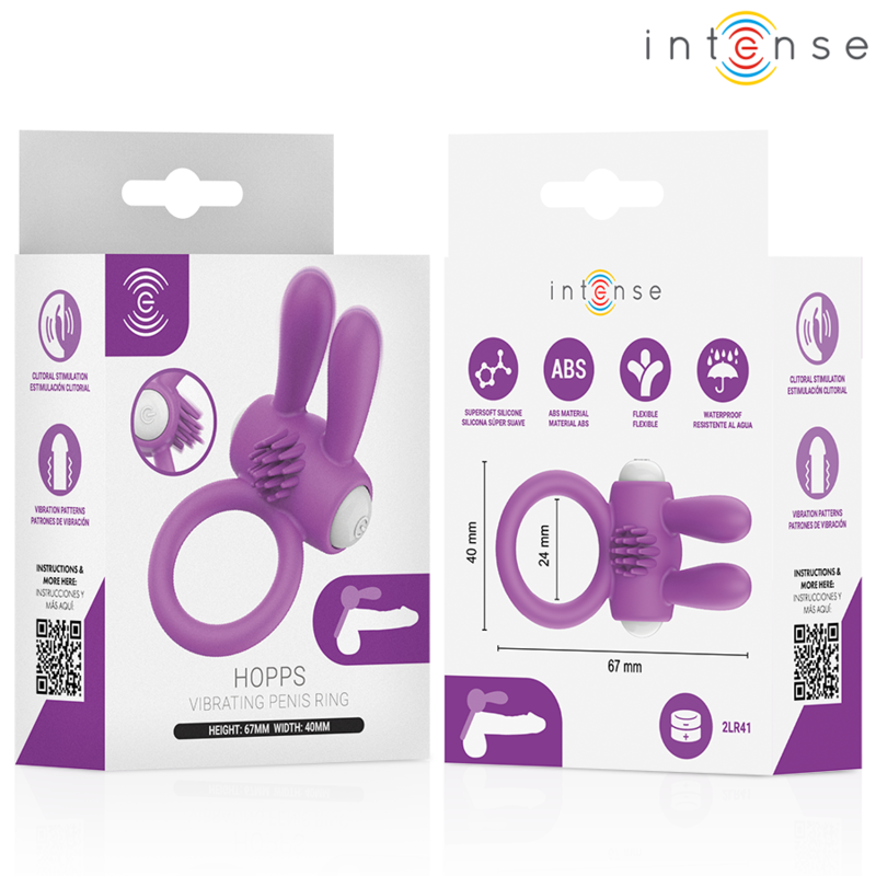 INTENSE - HOPPS VIBRATING PENIS RING WITH CLITORAL STIMULATION PURPLE