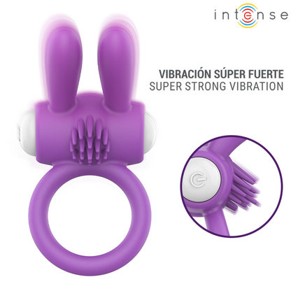 INTENSE - HOPPS VIBRATING PENIS RING WITH CLITORAL STIMULATION PURPLE
