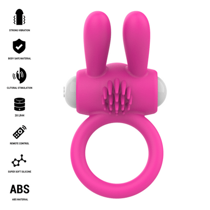 INTENSE - HOPPS VIBRATING PENIS RING WITH CLITORAL STIMULATION PINK