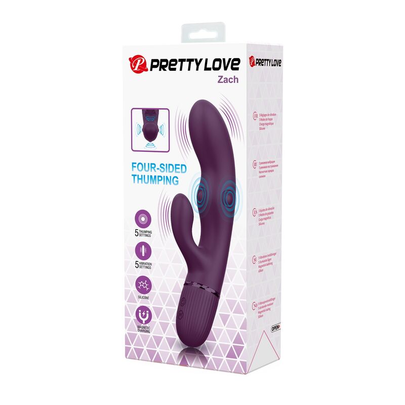 PRETTY LOVE - ZACH RECHARGEABLE THRUSTING RABBIT VIBRATOR 5+5 FUNCTIONS